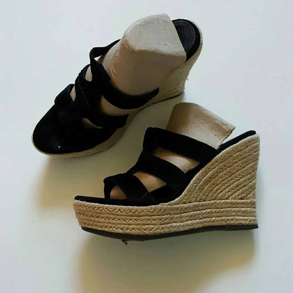 UGG women black platform sandals suede women size 7